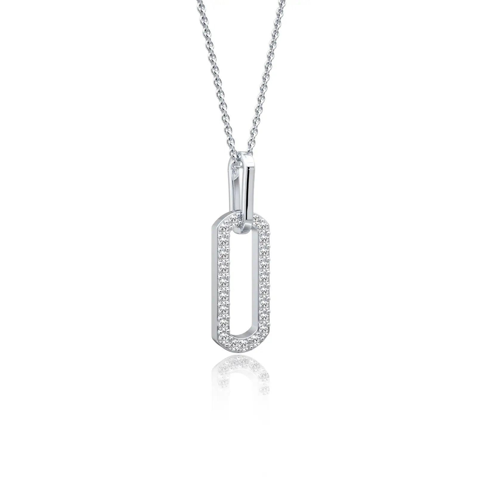 Trendy paper clip diamond pendant for office wear