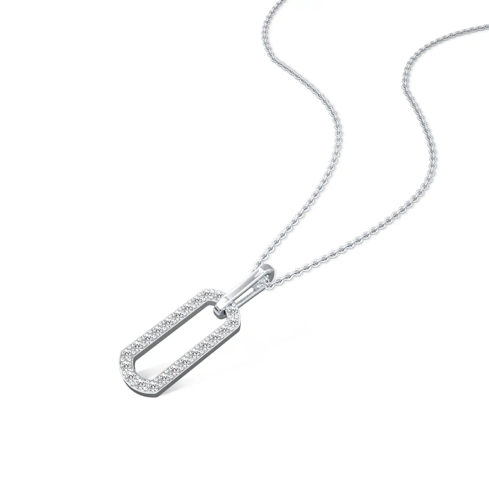 Trendy paper clip diamond pendant valentine gift for women

