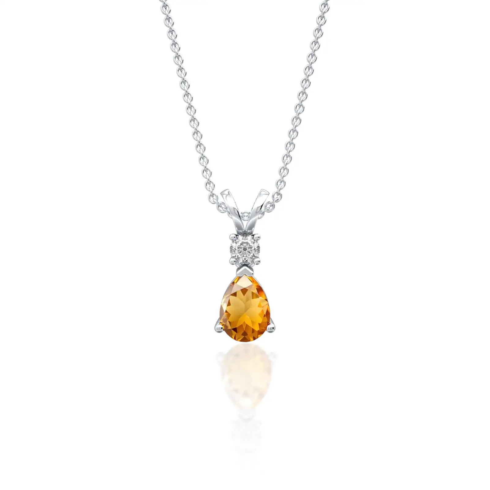 Luminous november birthstone pear-shaped citrine and diamond pendant