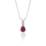 White gold january birthstone pear shaped garnet and diamond pendant