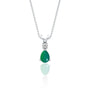 May birthstone pear shaped green agate and diamond pendant