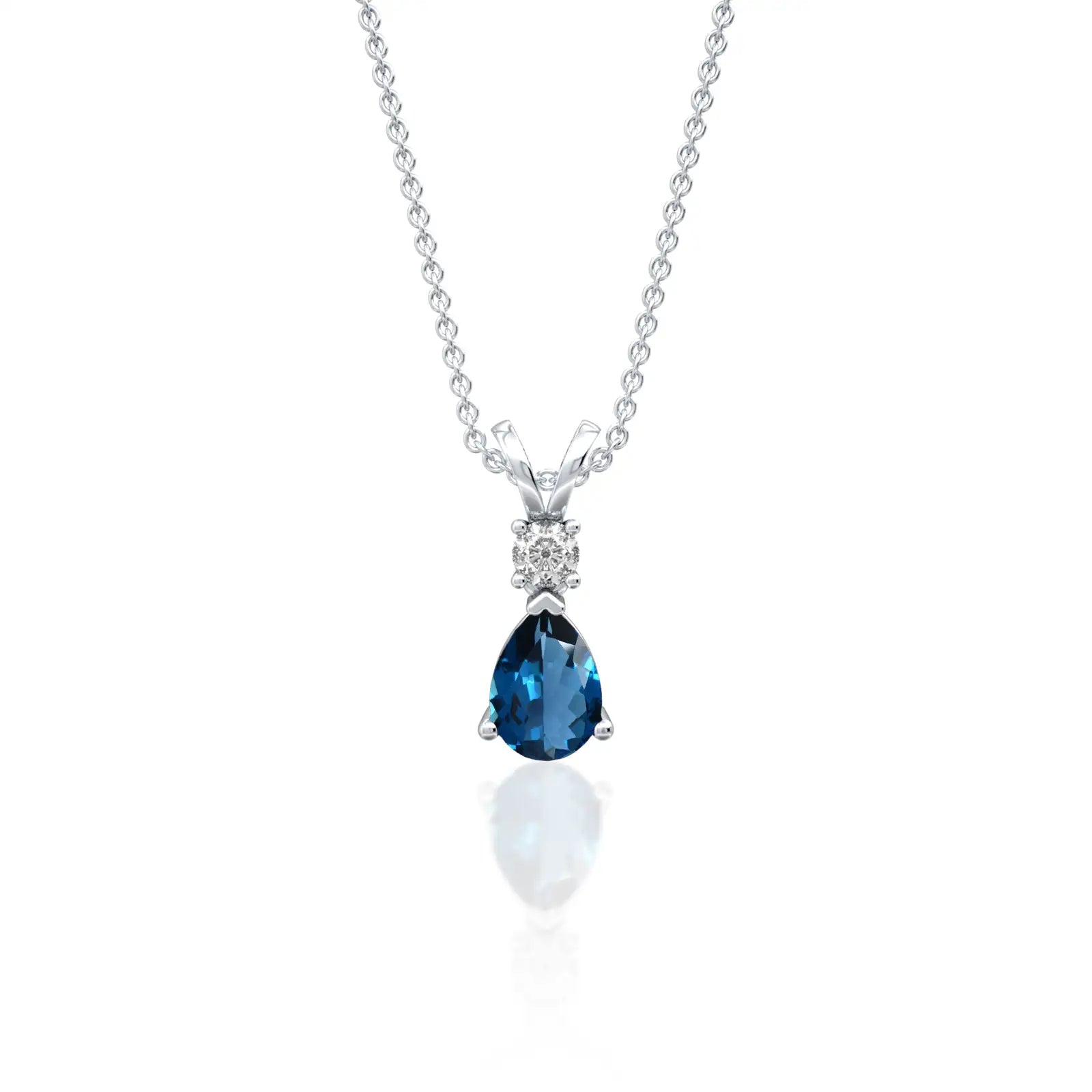 September birthstone pear-shaped london blue topaz and diamond pendant shine divine feel so fine