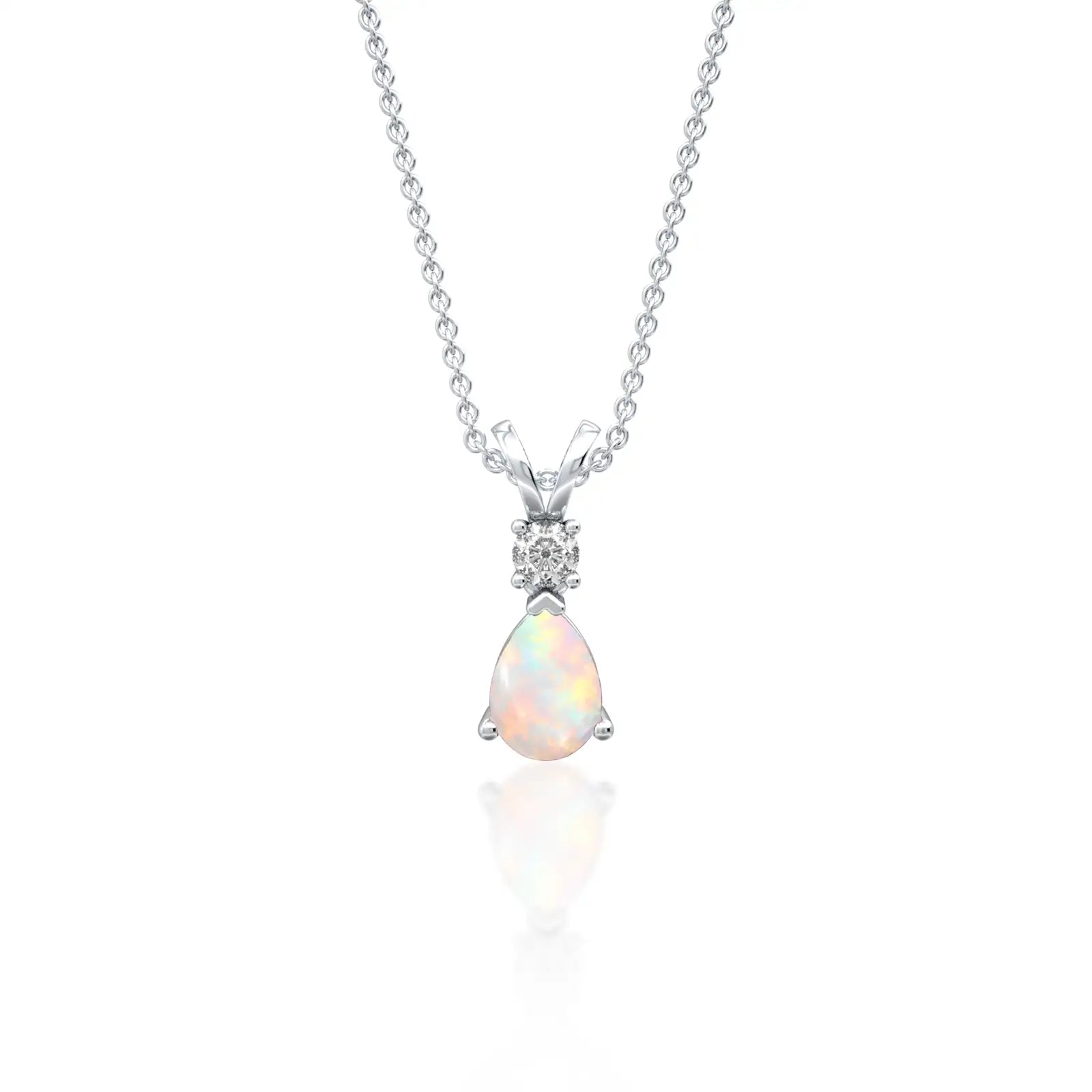 October birthstone pear-shaped opal and diamond pendant own your glow