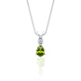 Stylish august birthstone pear-shaped peridot and diamond pendant