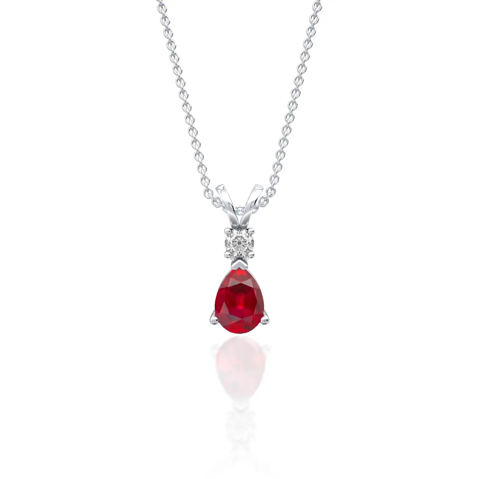 A token of enternal love july birthstone pear-shaped opaque ruby and diamond pendant