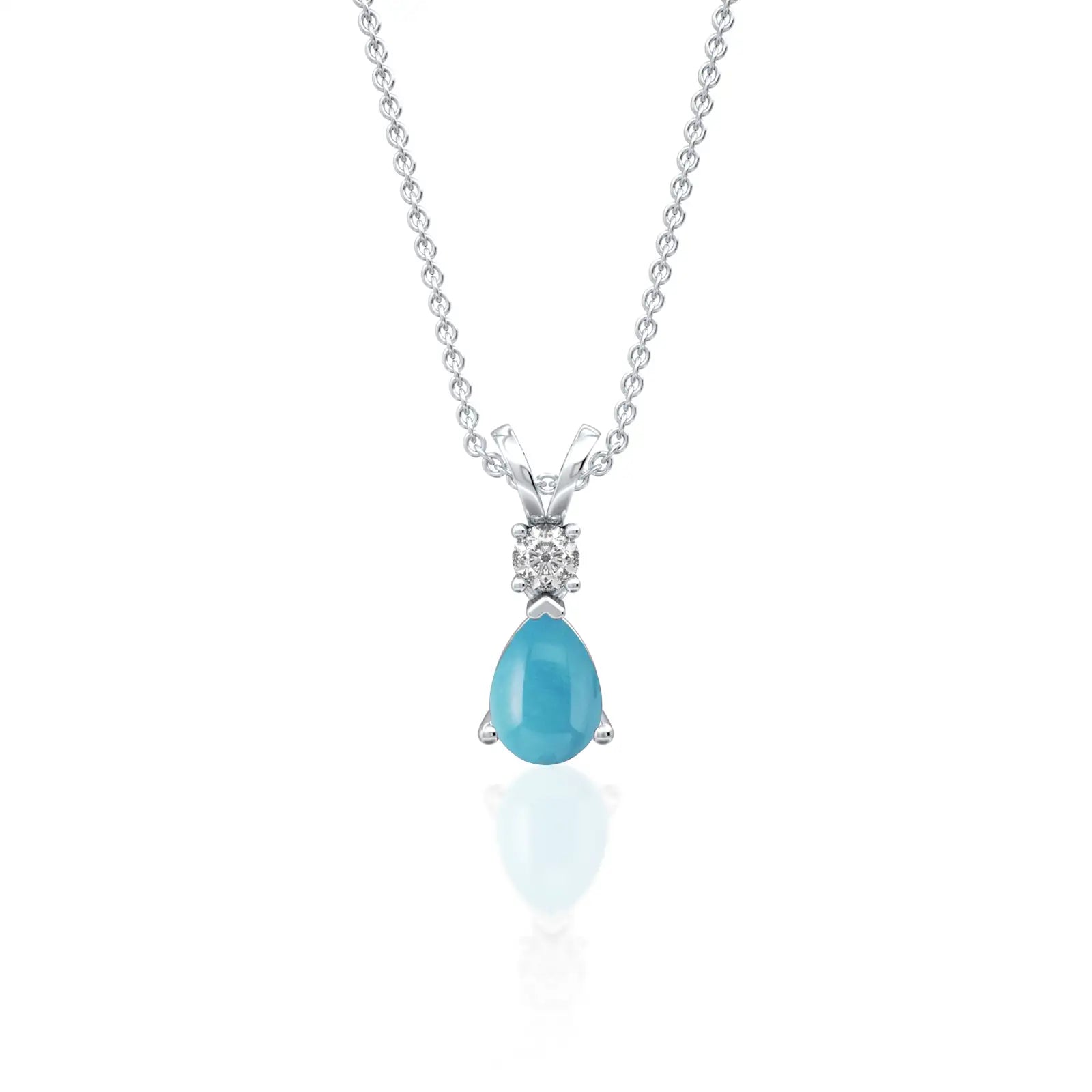 The sky blue grace december birthstone pear-shaped turquoise and diamond pendant