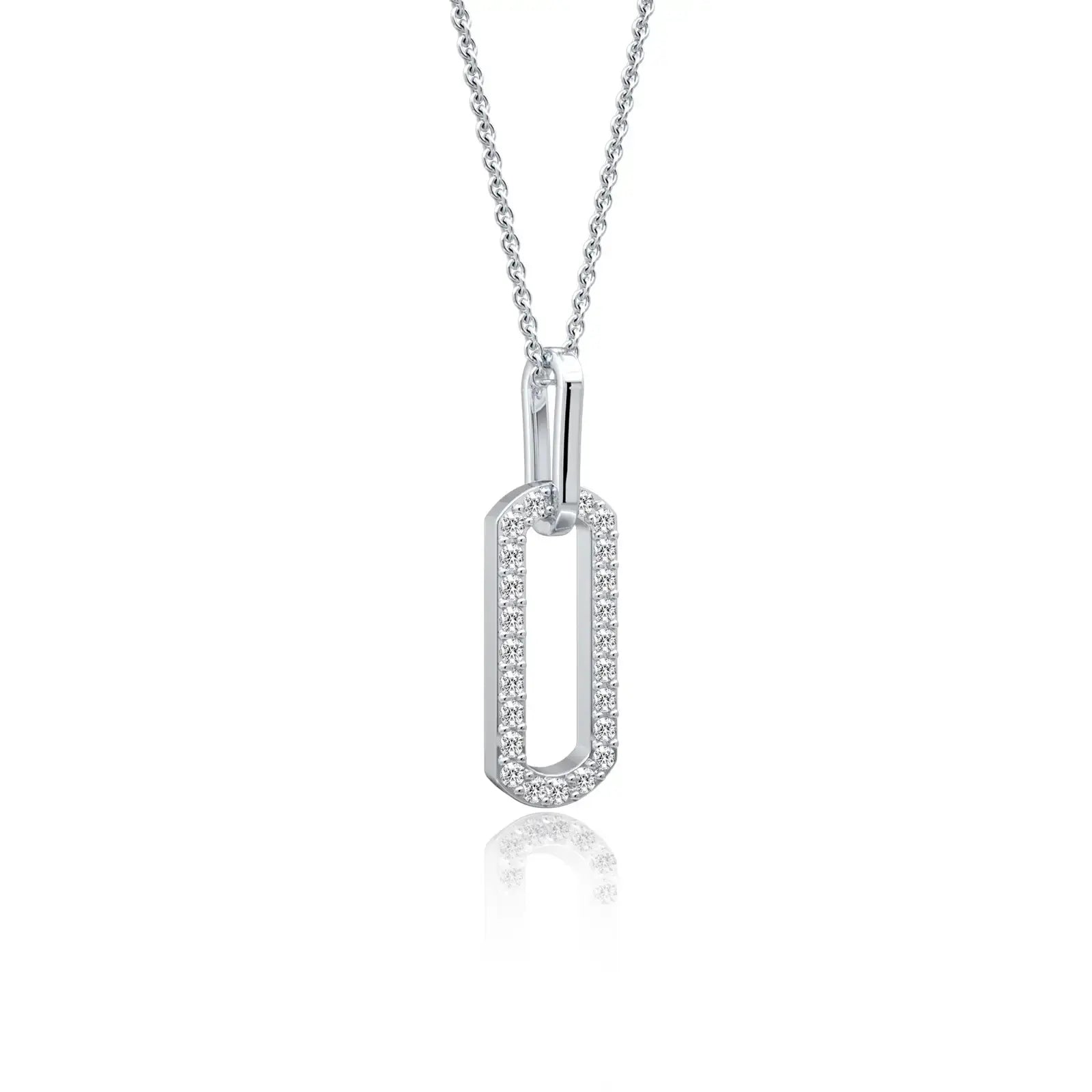 Paper clip diamond pendant