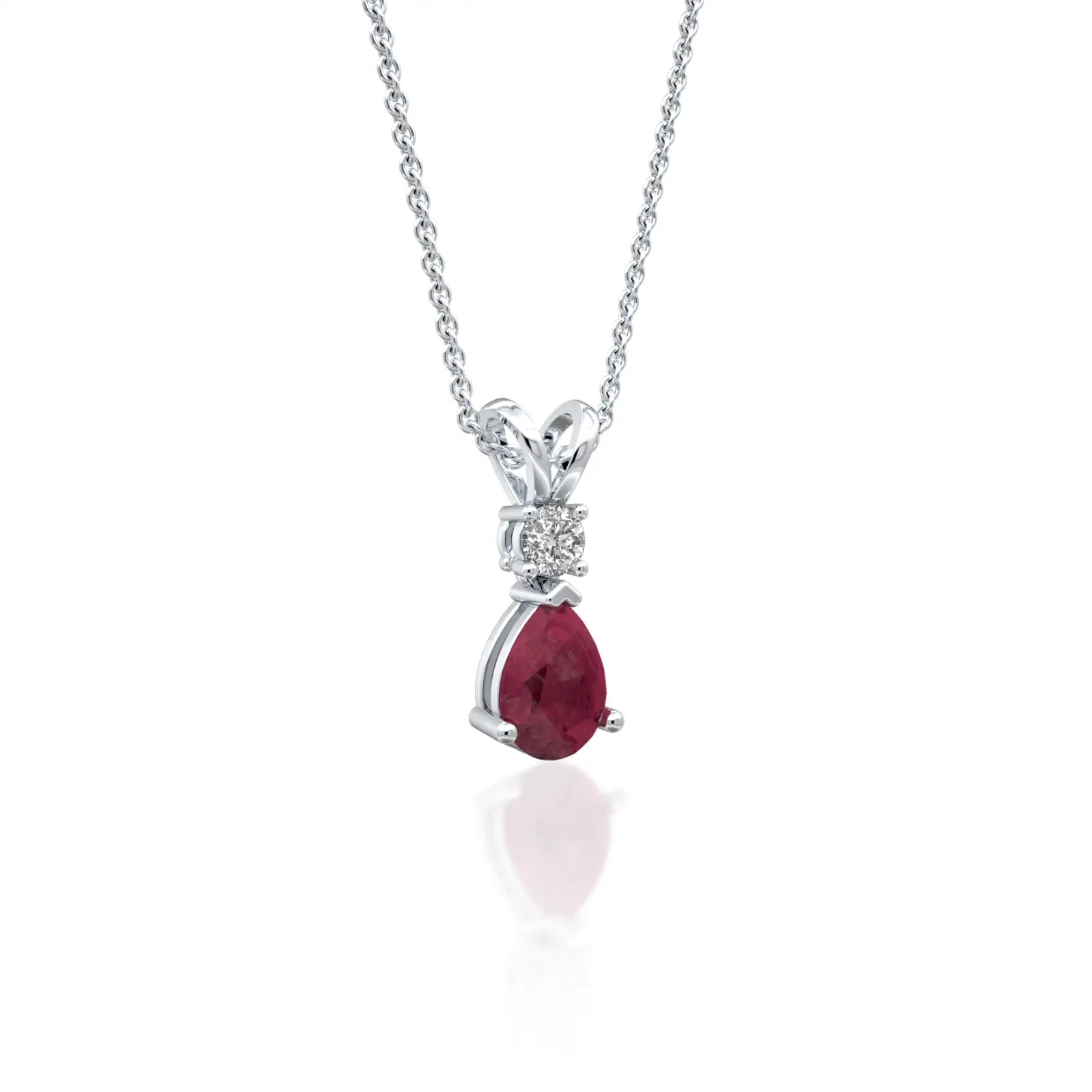 January birthstone pear shaped garnet and diamond pendant for office wear