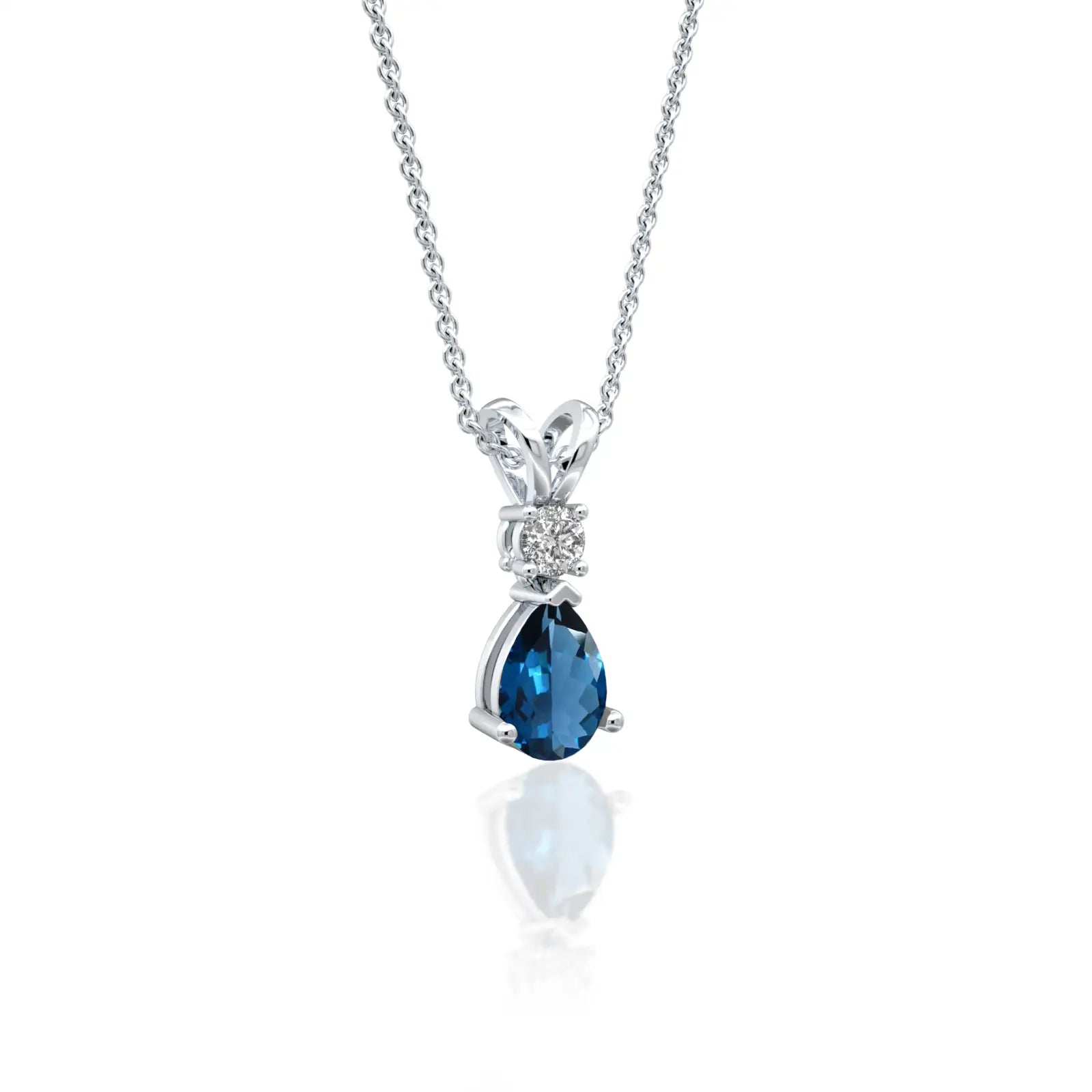 September Birthstone Pear-Shaped London Blue Topaz and Diamond Pendant jewelry that speaks louder than words