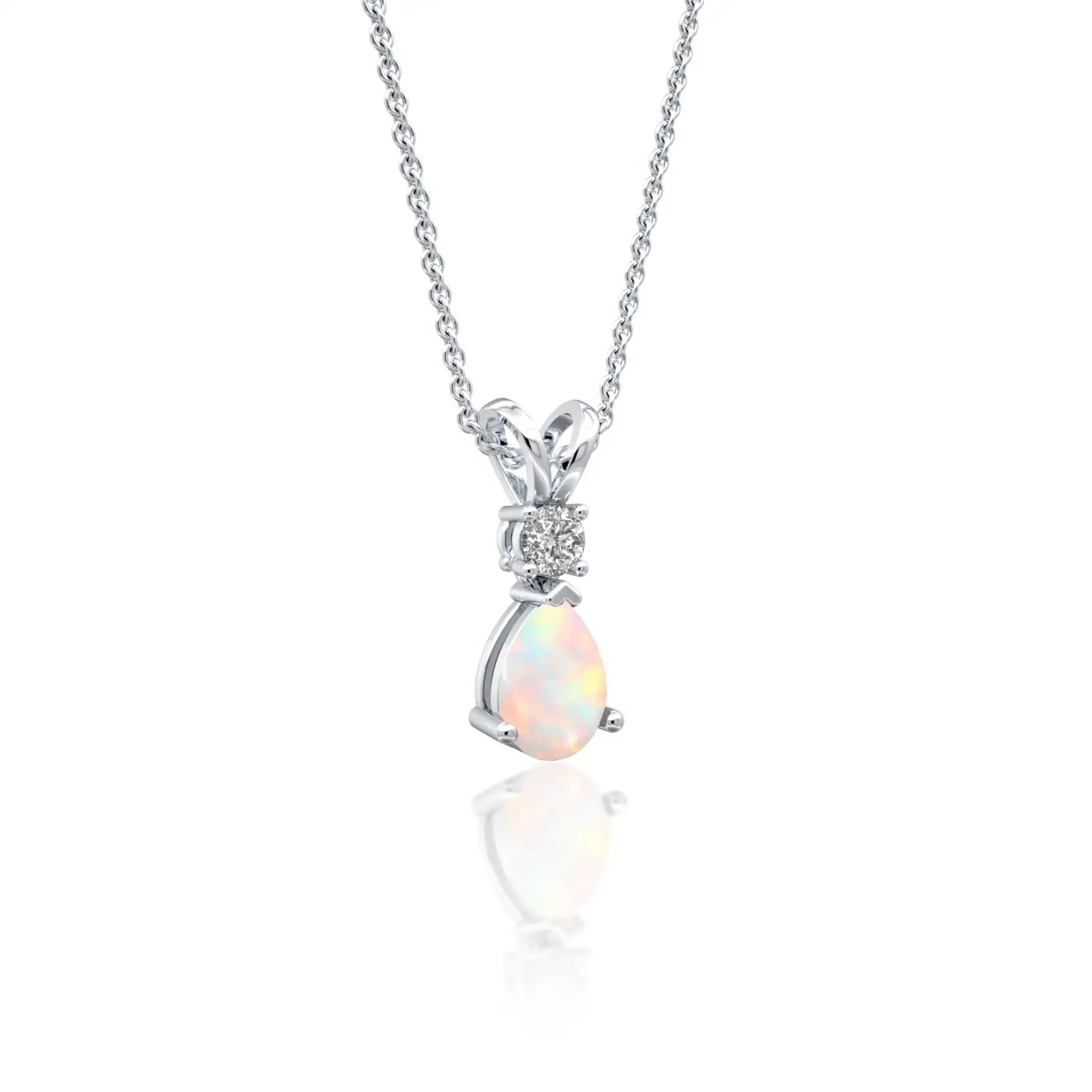 October birthstone pear-shaped opal and diamond pendant defined by you