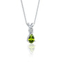 Trendy august birthstone pear-shaped peridot and diamond pendant