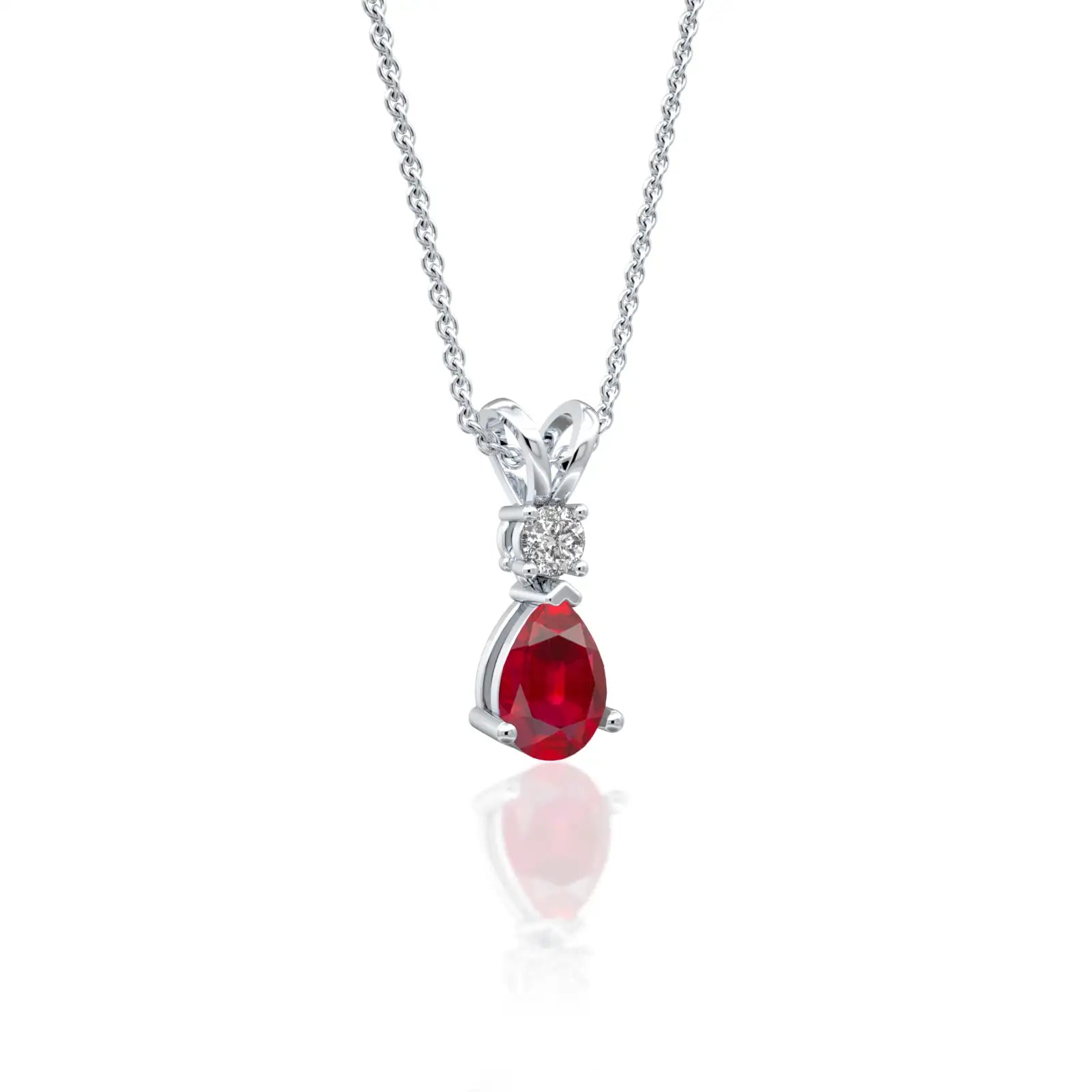 Valvet radiance july birthstone pear-shaped opaque ruby and diamond pendant