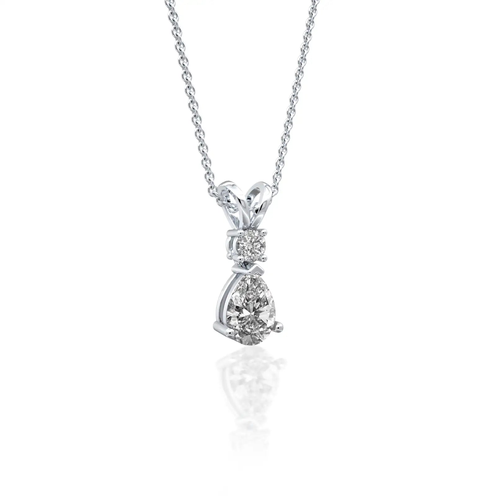 Unique april birthstone pear shaped white topaz and diamond pendant