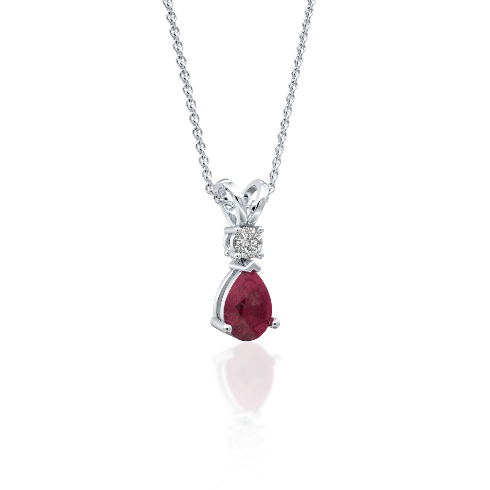 January Birthstone Pear Shaped Garnet and Diamond Pendant
