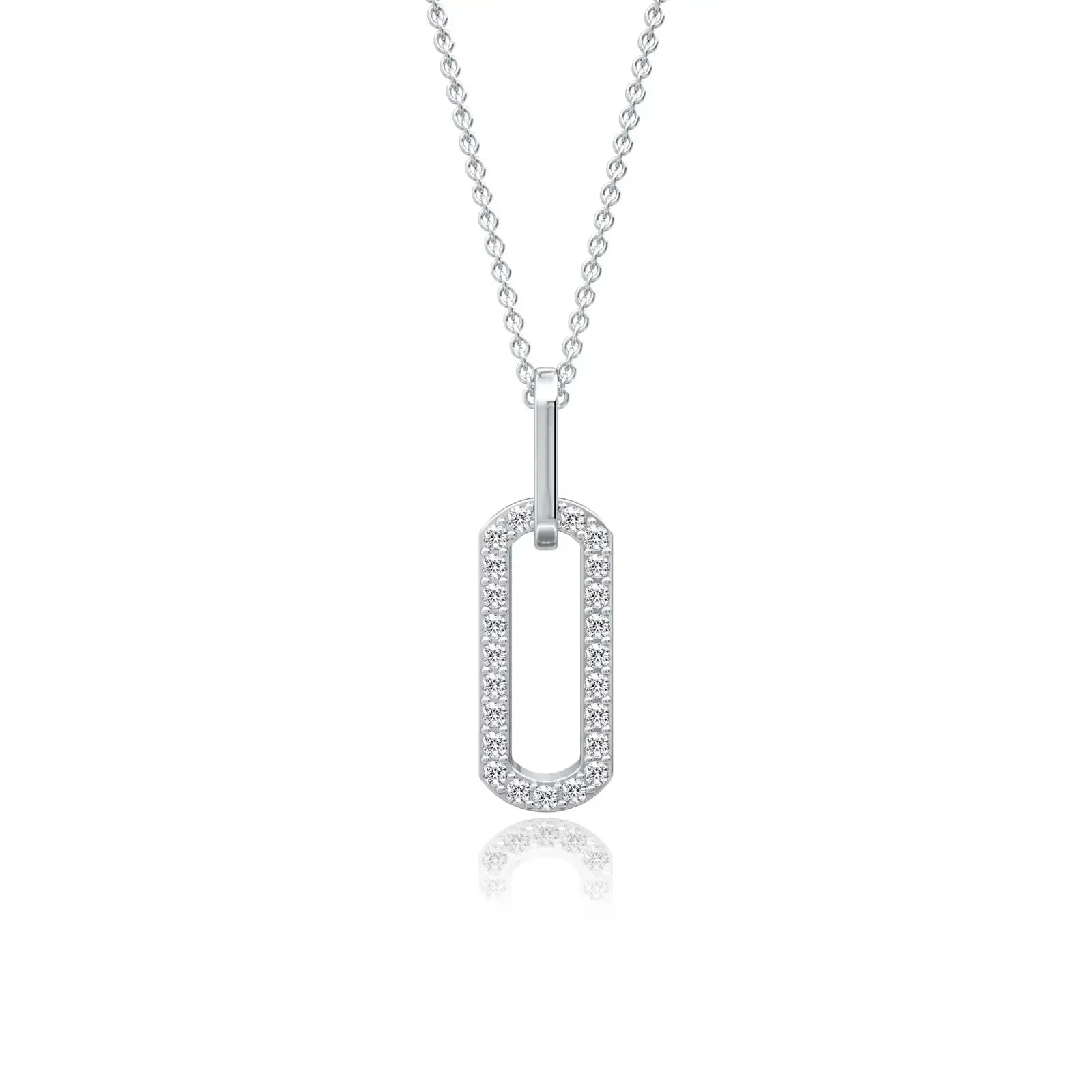 White gold paper clip pendant necklace