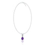 Trendy february birthstone pear shaped amethyst and diamond pendant