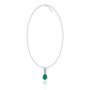 Trendy may birthstone pear shaped green agate and diamond pendant