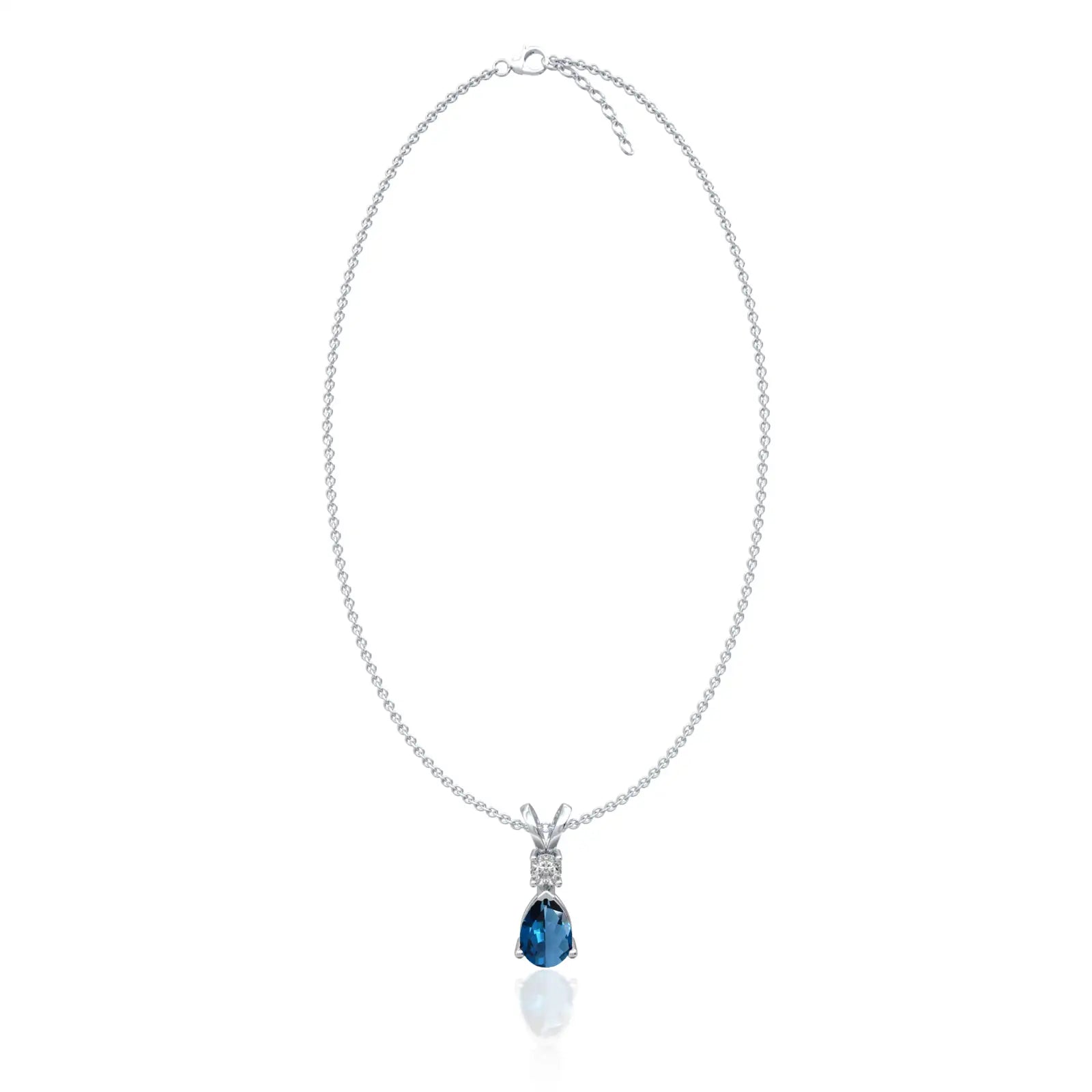 Gems that gleam september birthstone pear-shaped london blue topaz and diamond pendant
