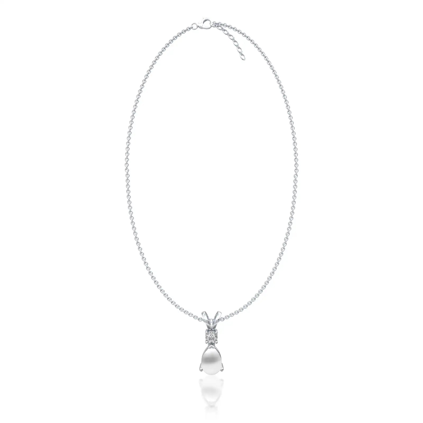 Unique june birthstone pear shaped mother of pearl and diamond pendant
