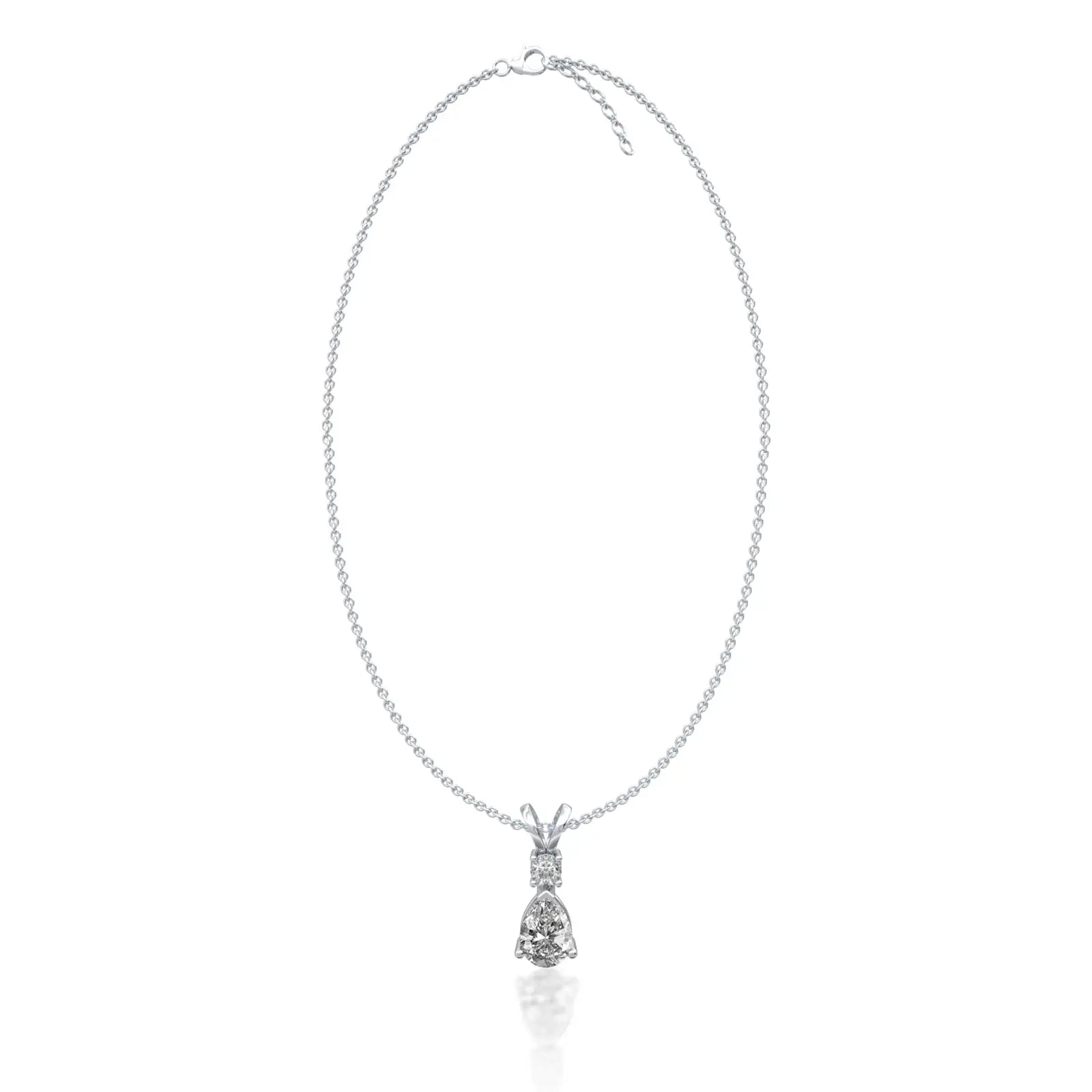 Trendy april birthstone pear shaped white topaz and diamond pendant