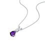 Office wear february birthstone pear shaped amethyst and diamond pendant