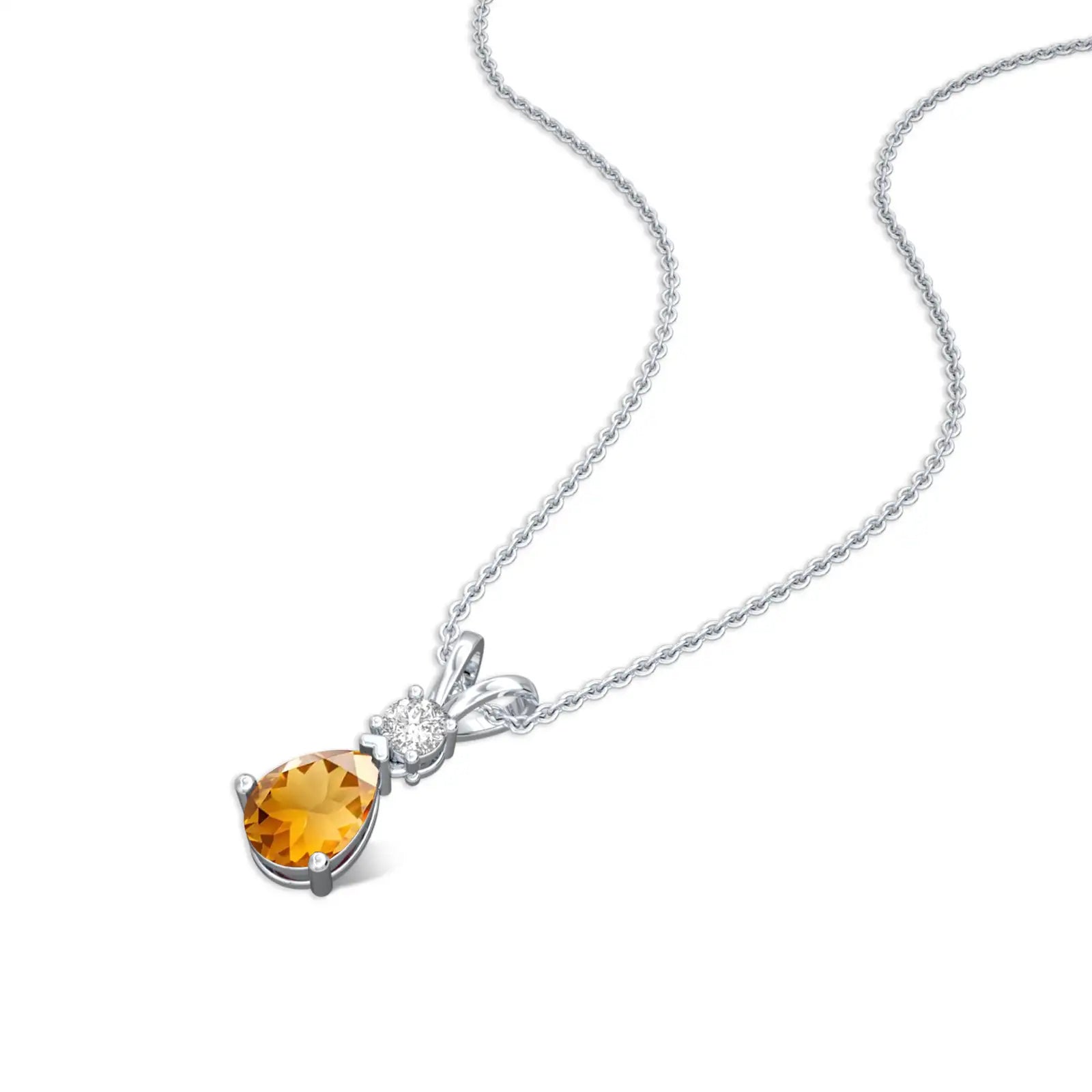 Naturally radiant november birthstone pear-shaped citrine and diamond pendant