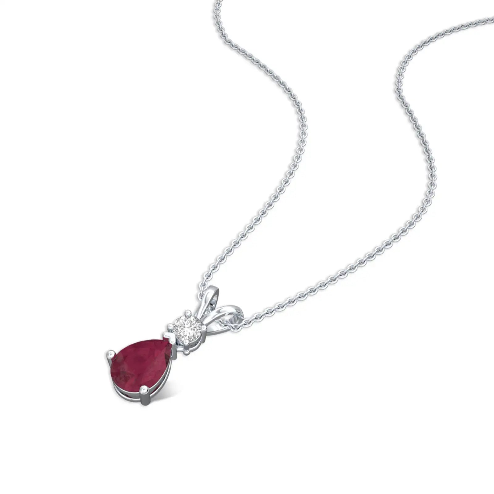 January birthstone pear shaped garnet and diamond pendant