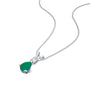 White gold may birthstone pear shaped green agate and diamond pendant
