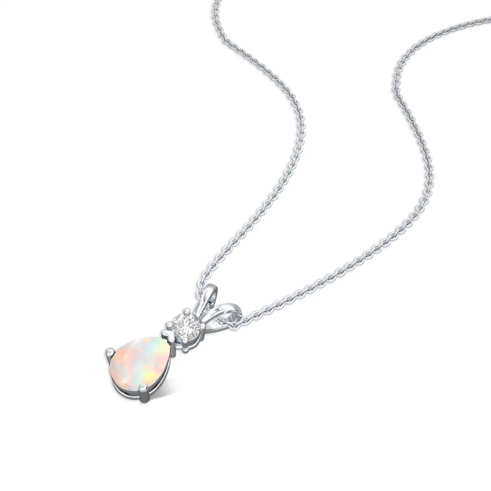 October birthstone pear-shaped opal and diamond pendant exquisite by design