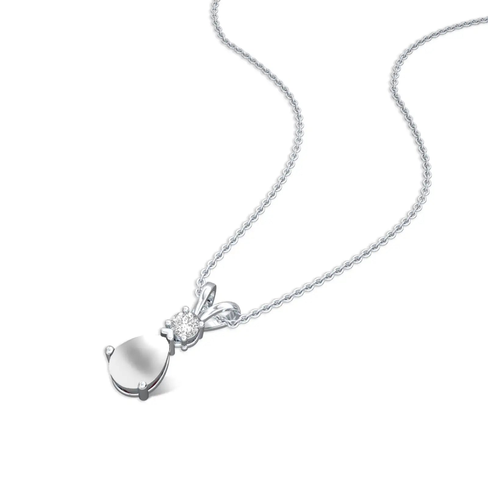 June birthstone pear shaped mother of pearl and diamond pendant for office wear