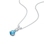 March birthstone pear shaped swiss blue topaz and diamond pendant for girls