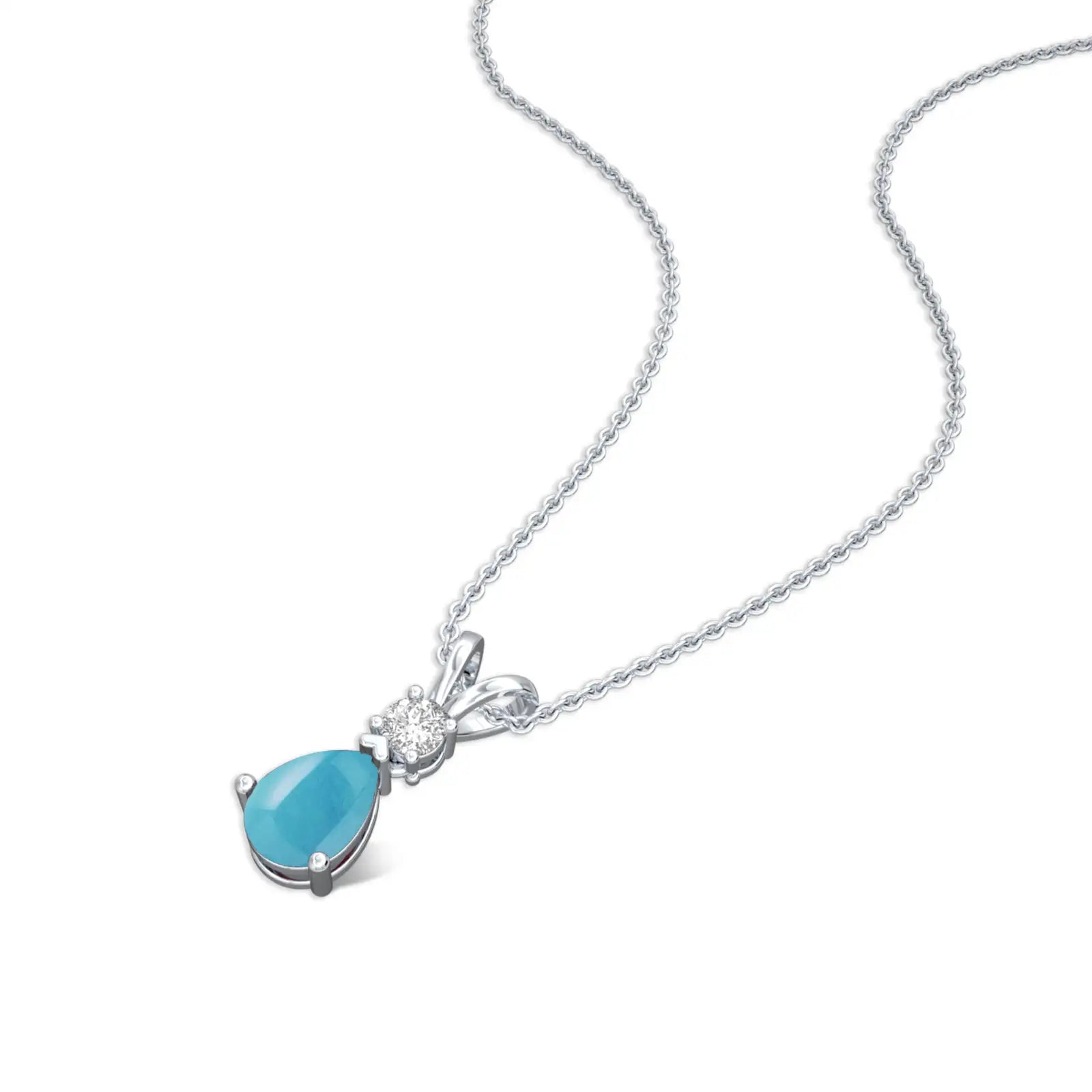 Give the gift for calm december birthstone pear-shaped turquoise and diamond pendant