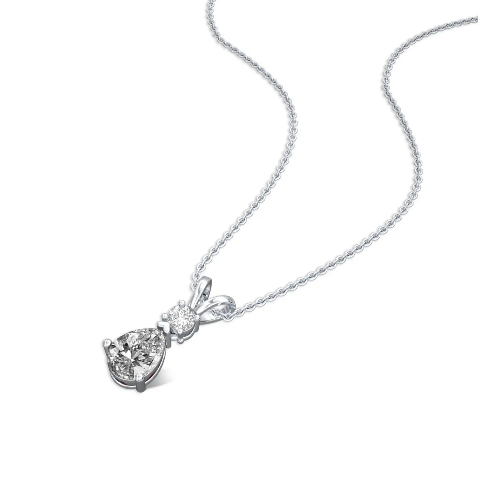 April birthstone pear shaped white topaz and diamond pendant for office wear