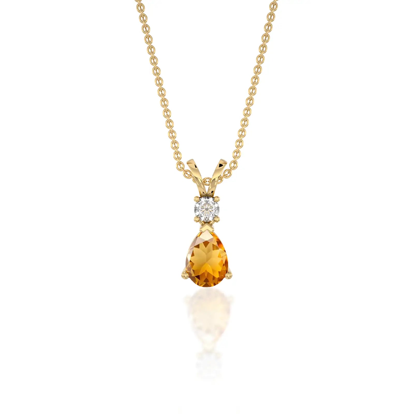 november birthstone pear-shaped citrine and diamond pendant where rarity meets radiance
