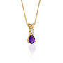 Stylish february birthstone pear shaped amethyst and diamond pendant