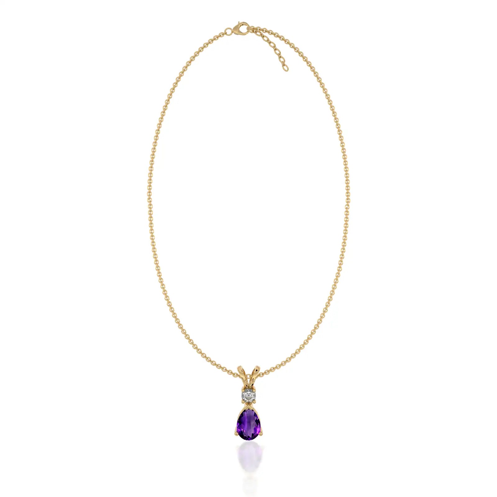 February birthstone pear shaped amethyst and diamond pendant for women 