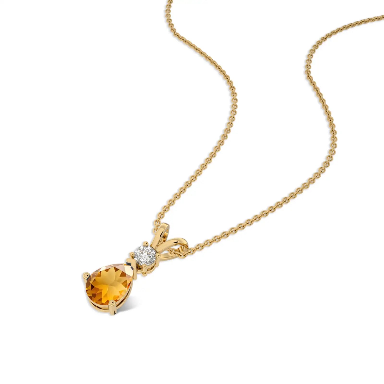 november birthstone pear-shaped citrine and diamond pendant your month your power