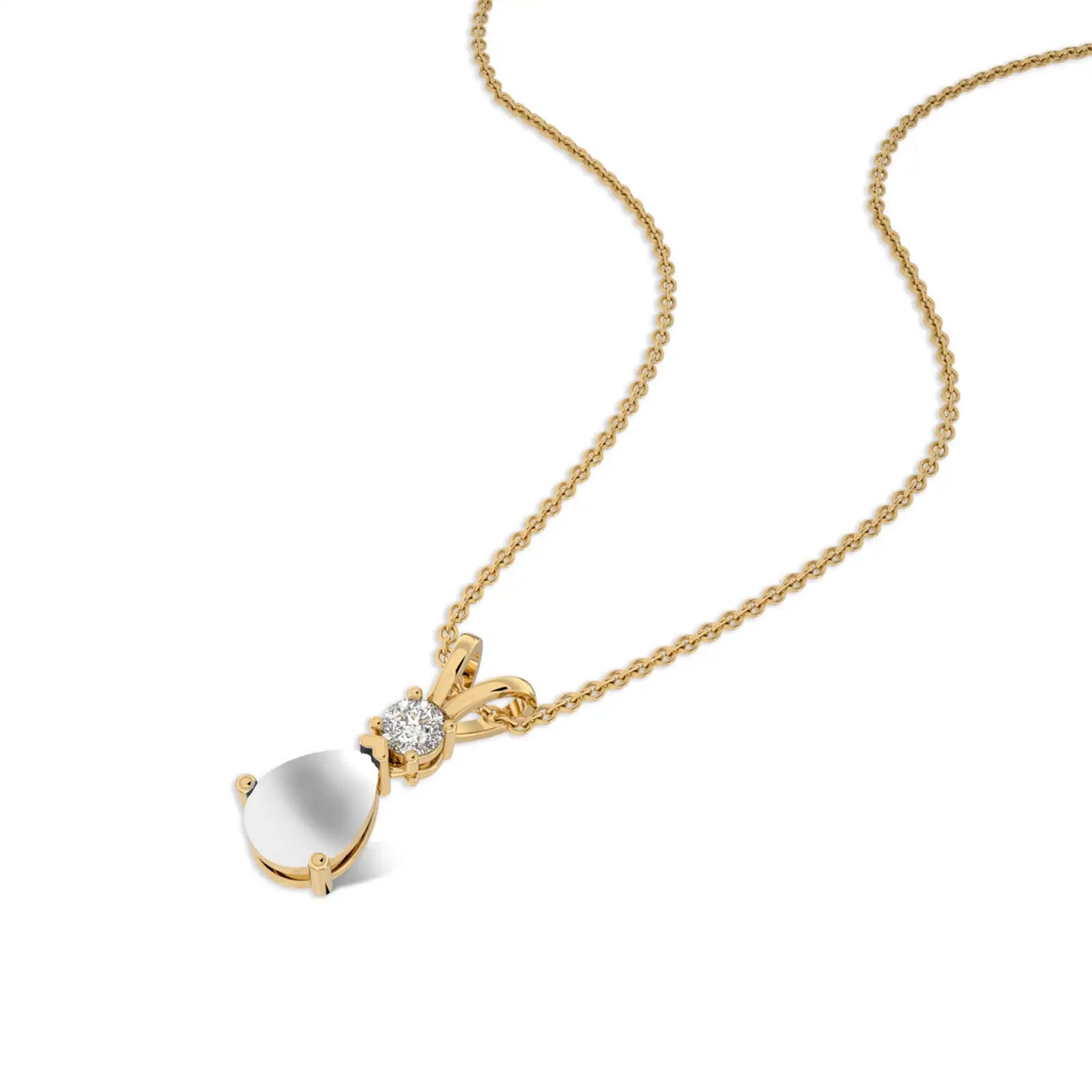 Regular wear june birthstone pear shaped mother of pearl and diamond pendant