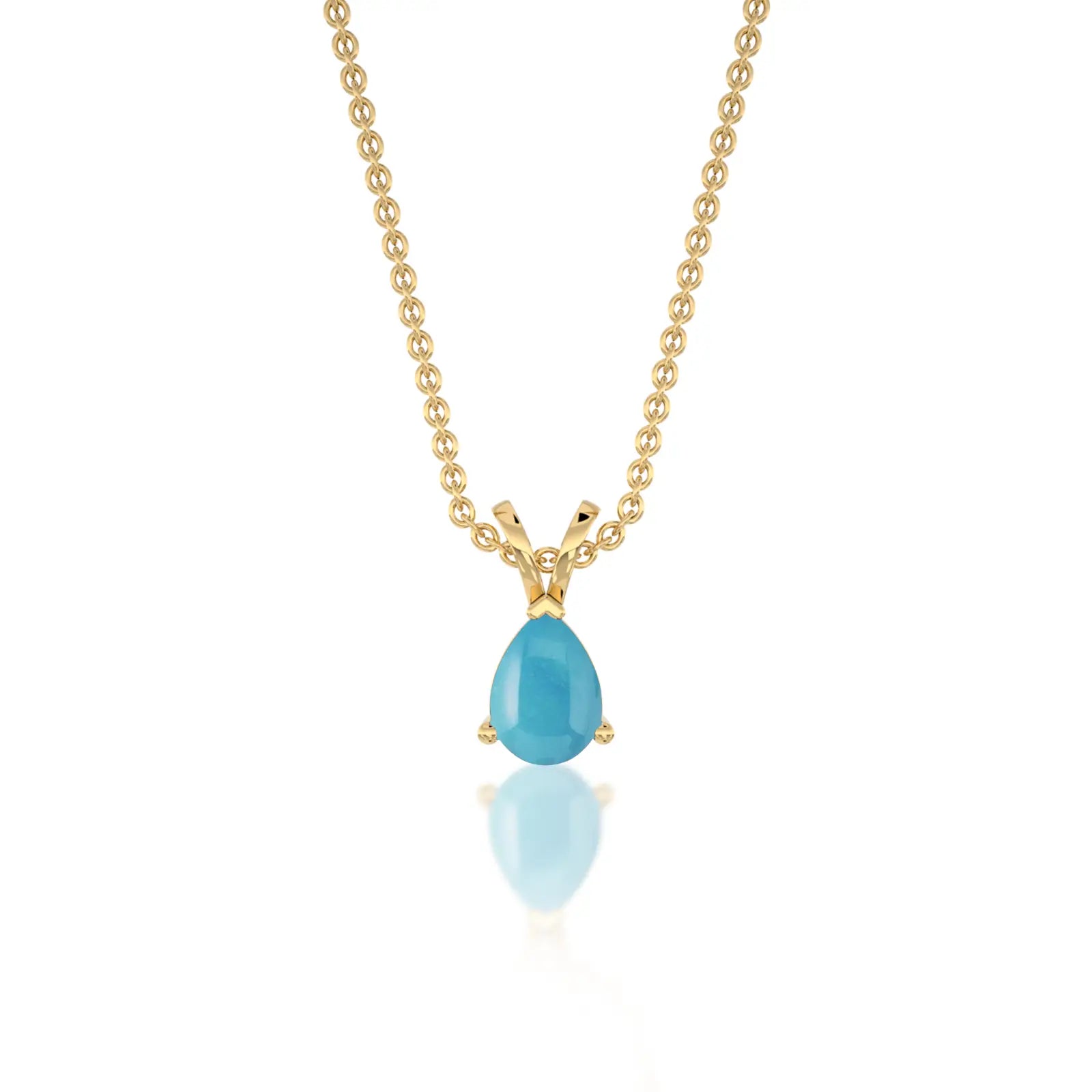 Yellow gold december birthstone classic turquoise drop pendant