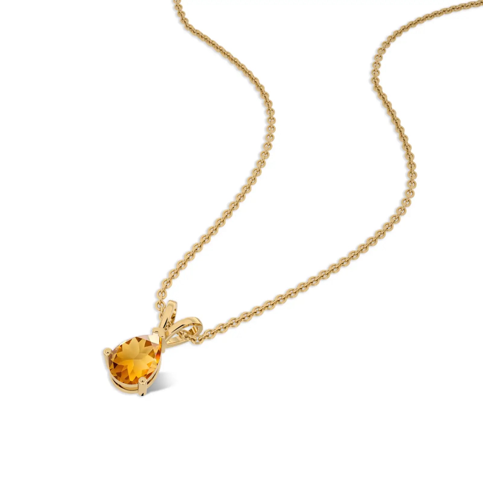Yellow gold november birthstone classic citrine drop pendant