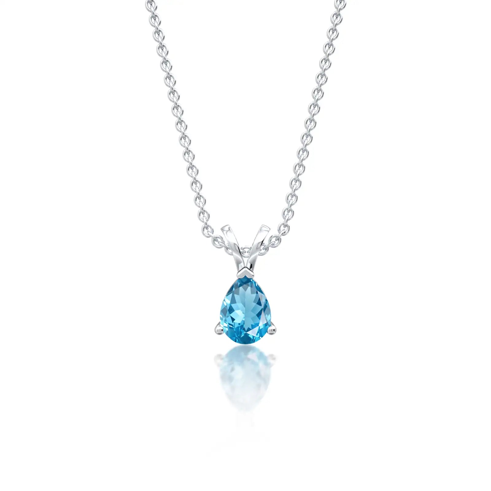 March birthstone classic swiss blue topaz drop pendant