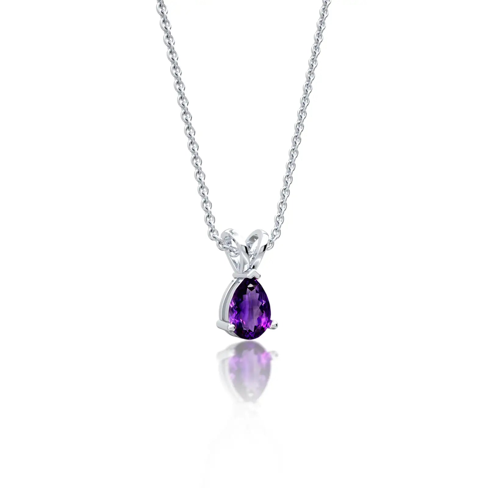 February birthstone classic amethyst drop pendant