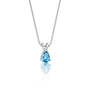White gold march birthstone classic swiss blue topaz drop pendant