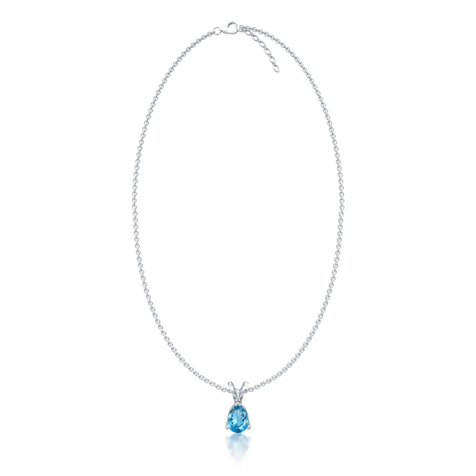 Fortune white gold march birthstone classic swiss blue topaz drop pendant