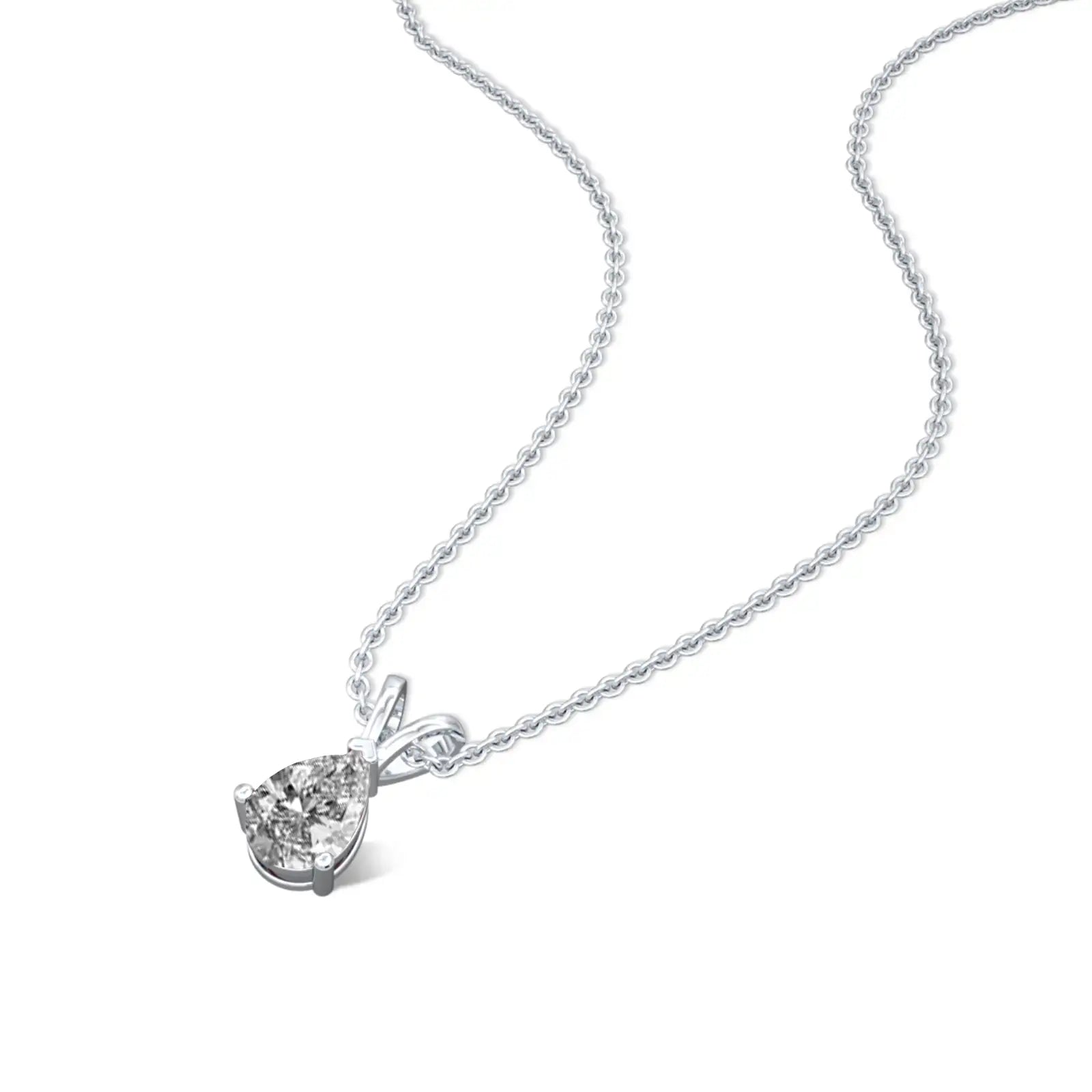 Unique april birthstone classic white topaz drop pendant