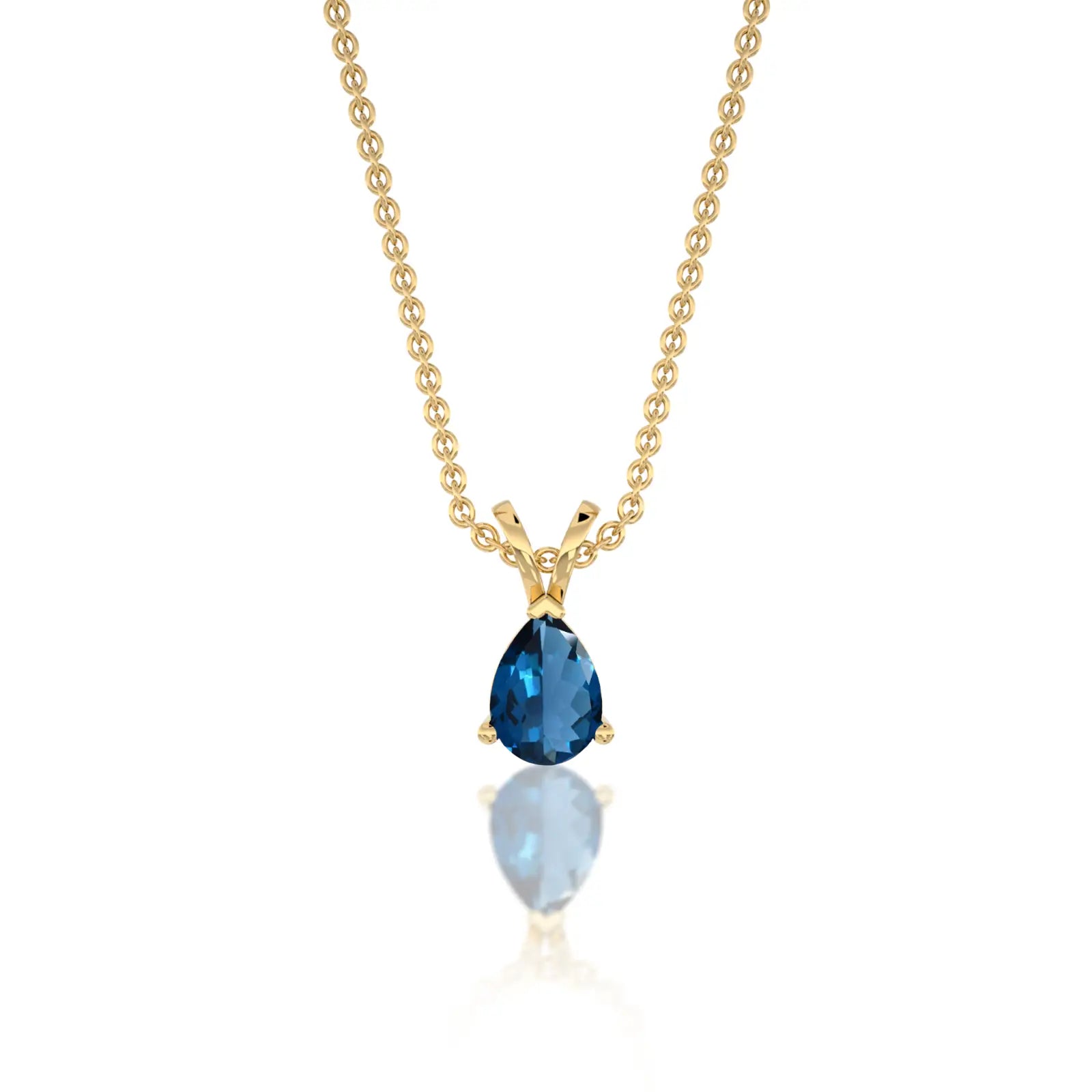 Yellow gold september birthstone classic london blue topaz drop pendant