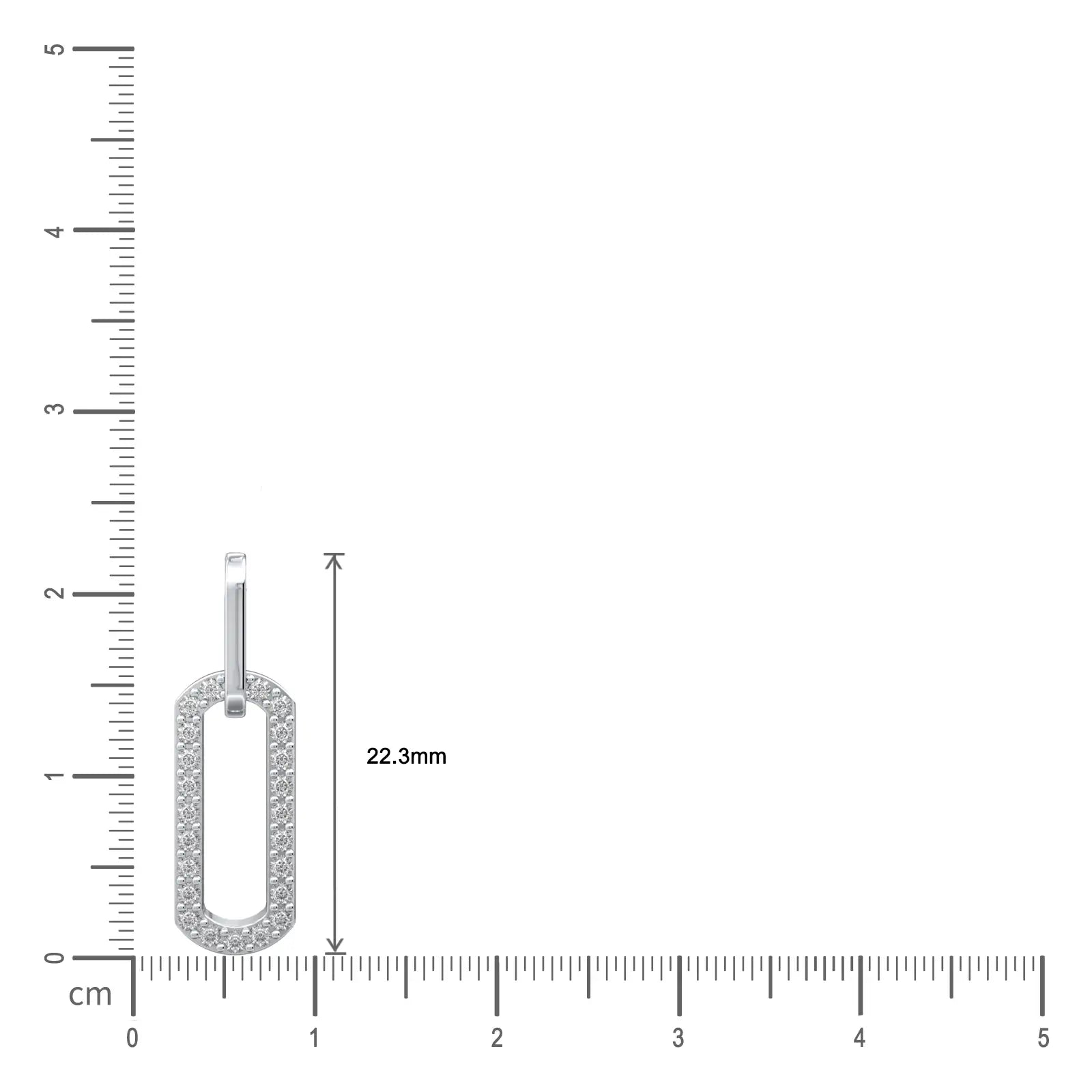 Dimension details of Trendy paper clip diamond pendant 