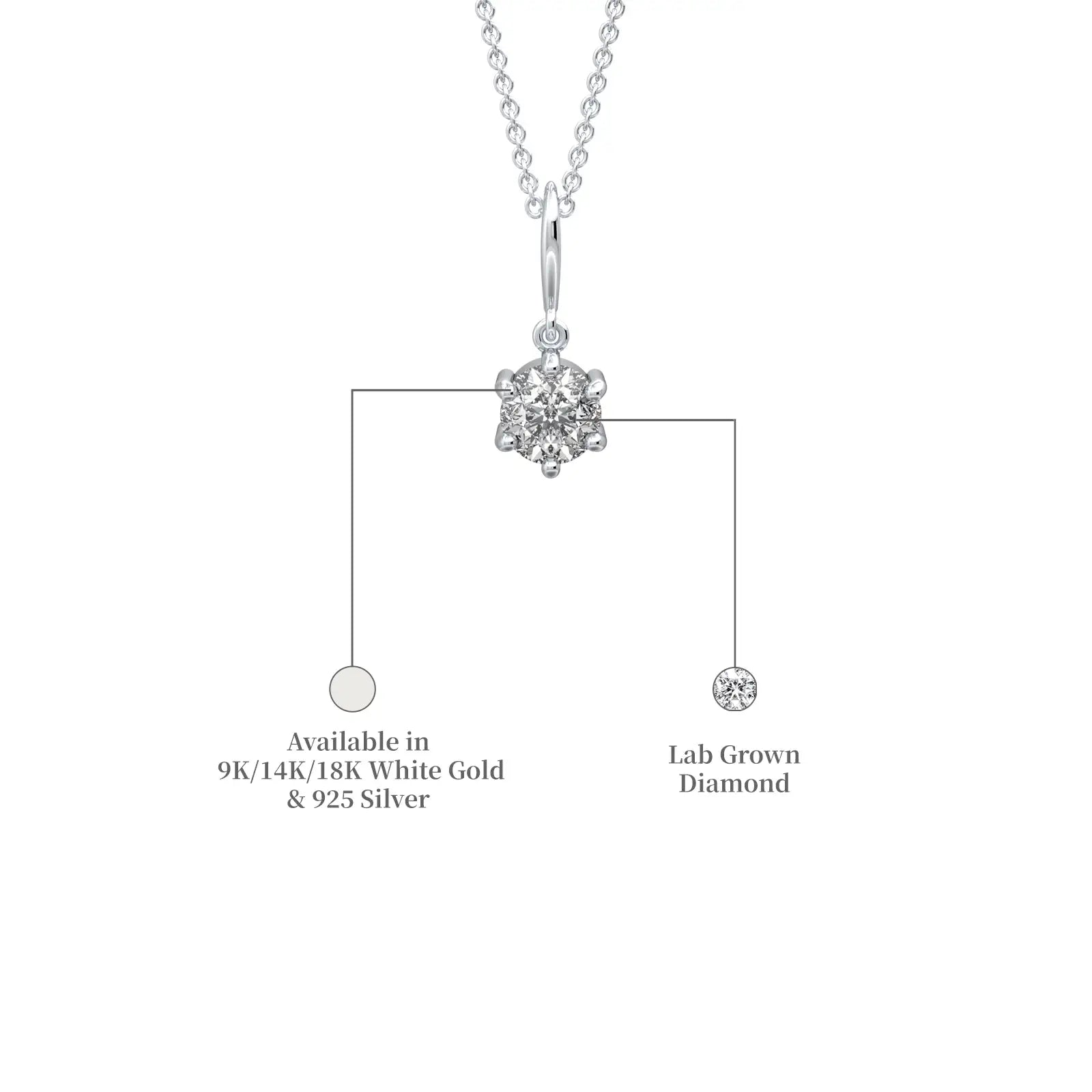Descriptive image of 0.50 ct classic solitaire diamond pendant