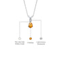 White gold descriptive image of november birthstone pear-shaped citrine and diamond pendant
