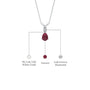 White gold descriptive image of january birthstone pear shaped garnet and diamond pendant